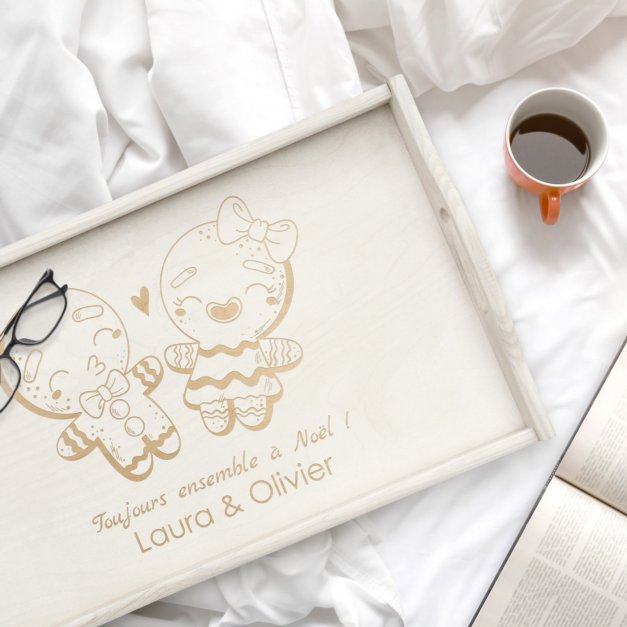 Plateau de lit pliable en bois personnalisé pour un couple pour Noël