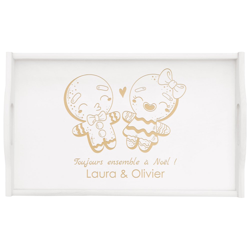 Plateau de lit pliable en bois personnalisé pour un couple pour Noël