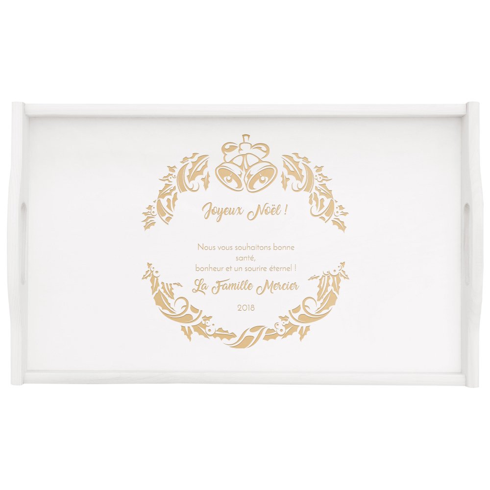 Plateau de lit pliable en bois avec gravure pour parents pour Noël