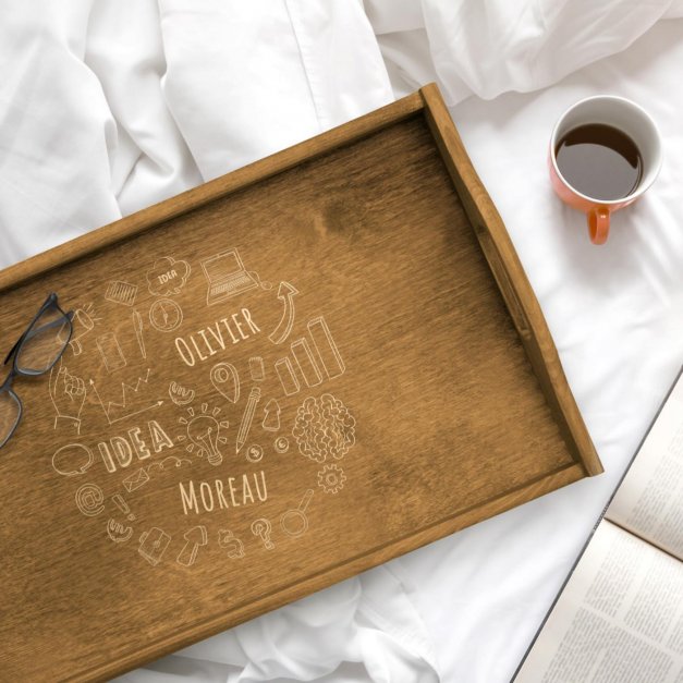 Plateau de lit en bois personnalisé pour un prof