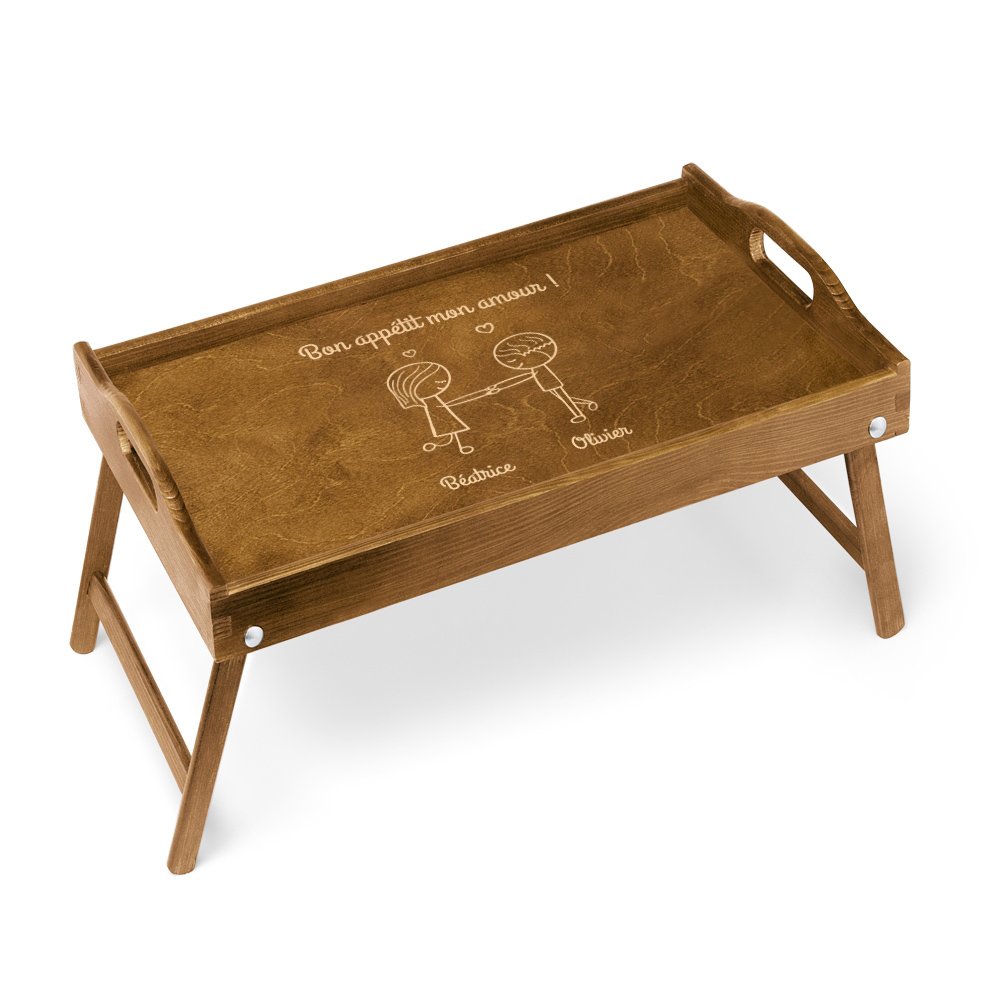 Plateau de lit en bois personnalisé pour un couple pour mariage