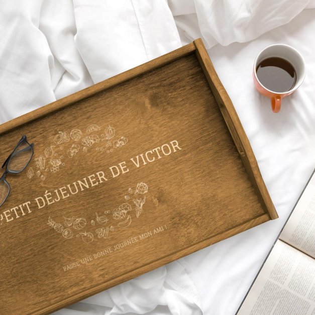 Plateau de lit en bois personnalisé pour un ami pour la Saint-Valentin