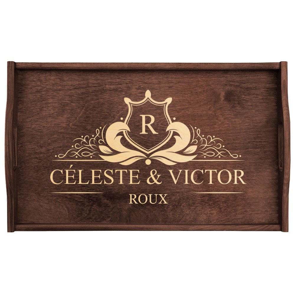 Plateau de lit avec gravure pour un couple pour une crémaillère