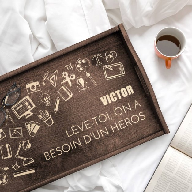 Plateau de lit personnalisé pour remerciement prof