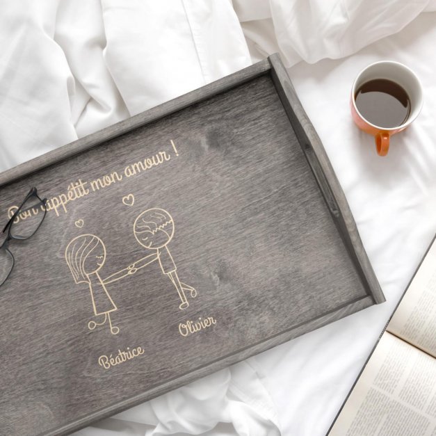 Plateau de lit pliable personnalisé pour elle et pour lui pour mariage