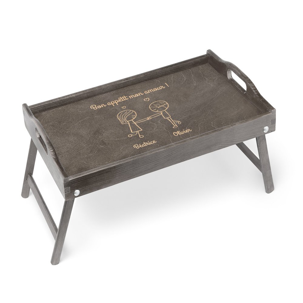 Plateau de lit pliable personnalisé pour elle et pour lui pour mariage