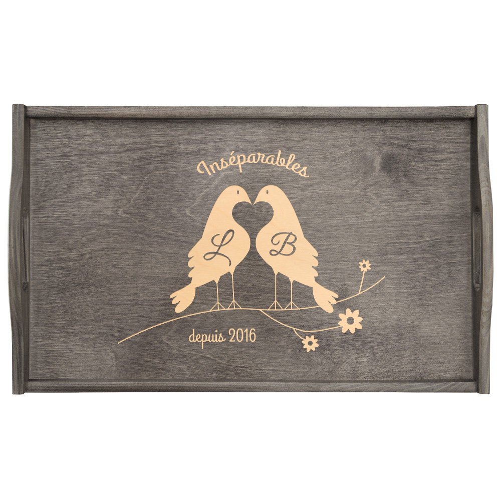 Plateau de lit pliable avec gravure pour elle et pour lui pour l'anniversaire de mariage