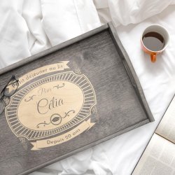 Plateau de lit pliable avec gravure pour une épouse pour 20 ans de mariage