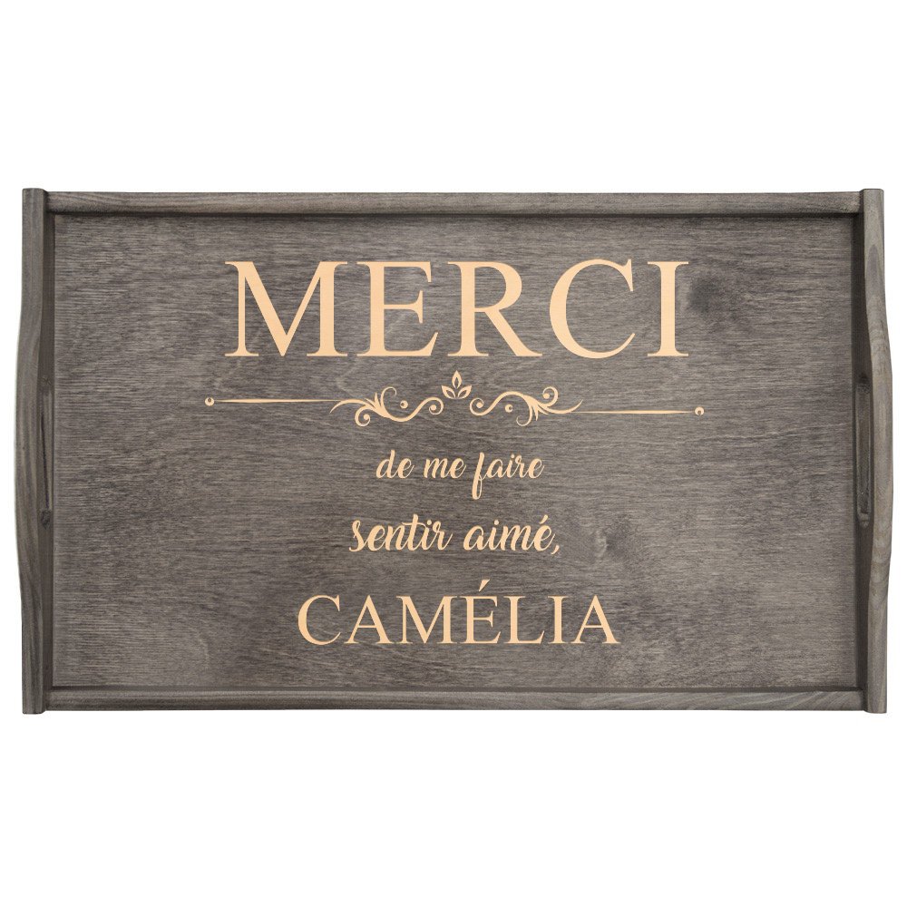 Plateau de lit pliable avec gravure pour l'anniversaire d'une femme