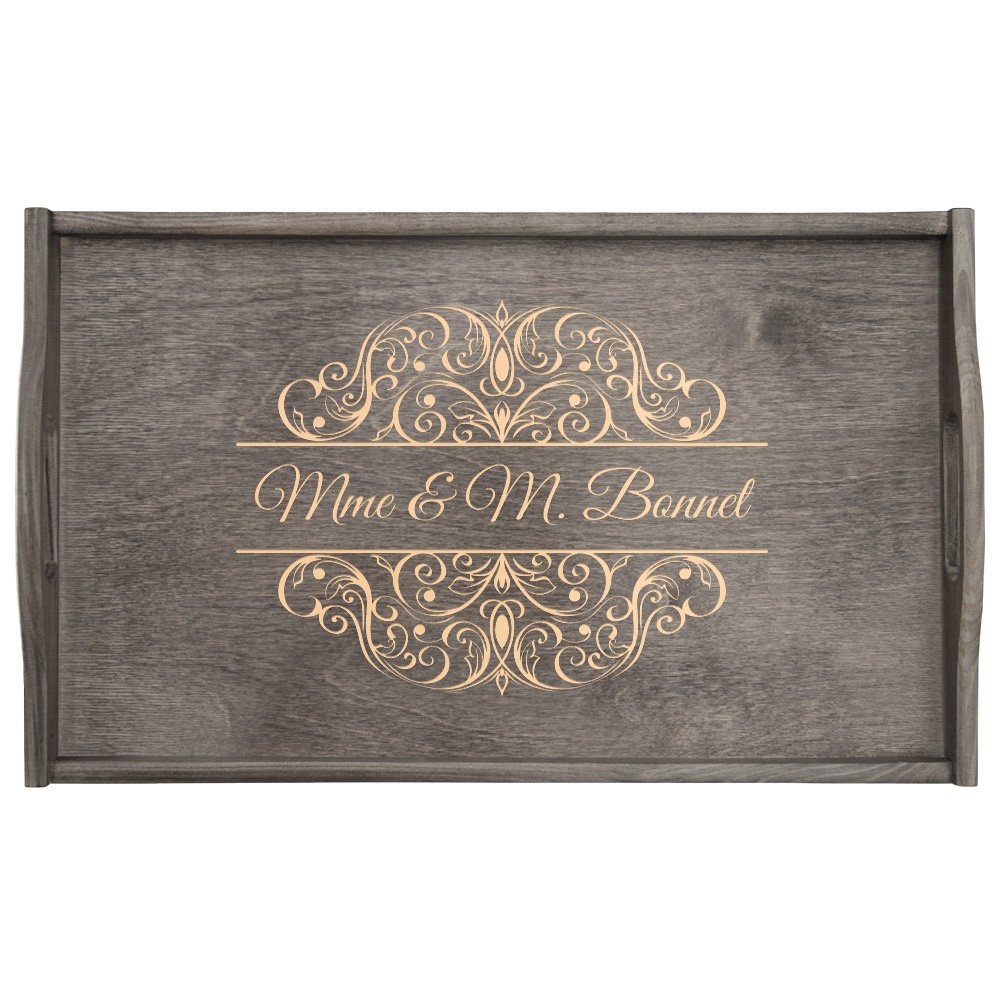 Plateau de lit pliable avec gravure pour des amis pour l'anniversaire de mariage