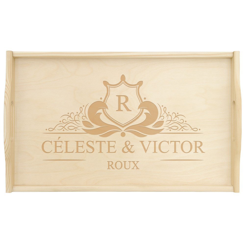 Plateau de lit en bois naturel personnalisé pour parents pour l'anniversaire de mariage