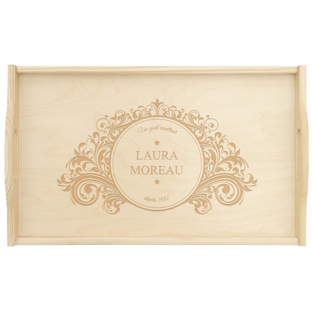 Plateau de lit en bois naturel personnalisé pour l'anniversaire de maman