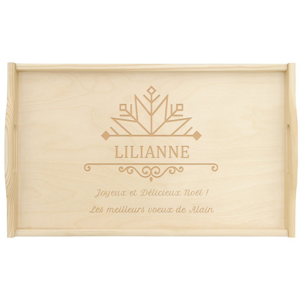 Plateau de lit en bois naturel avec gravure pour mamie pour Noël