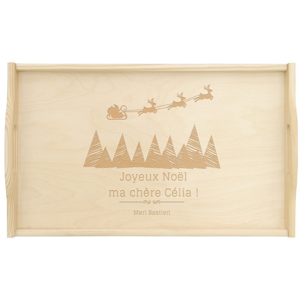 Plateau de lit en bois naturel personnalisé pour une épouse pour Noël