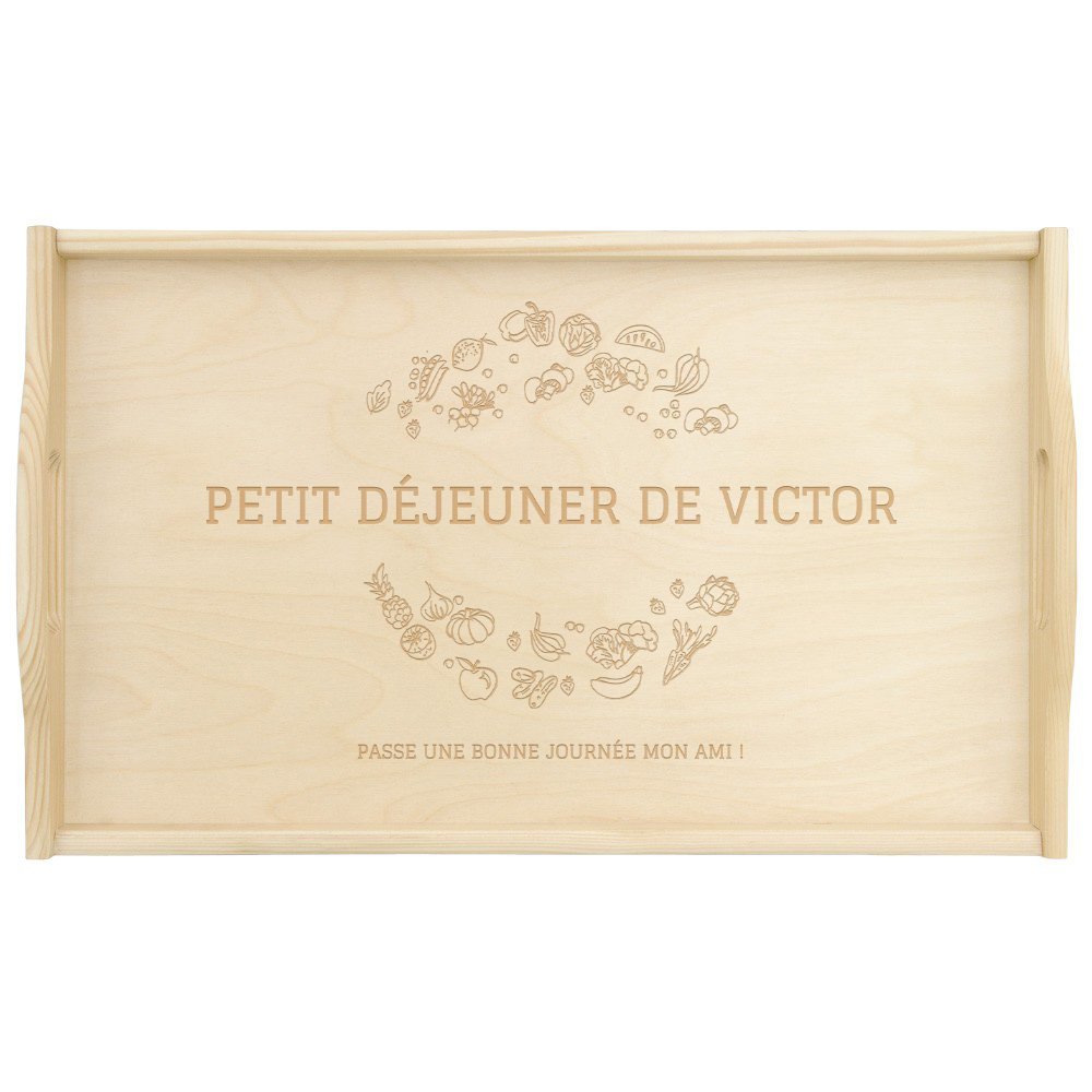 Plateau de lit en bois naturel personnalisé pour l'anniversaire d'un ami