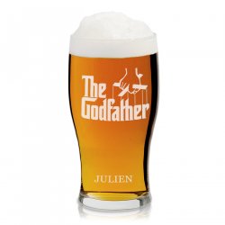 Verre à bière avec gravure pour parrain fan de cinéma