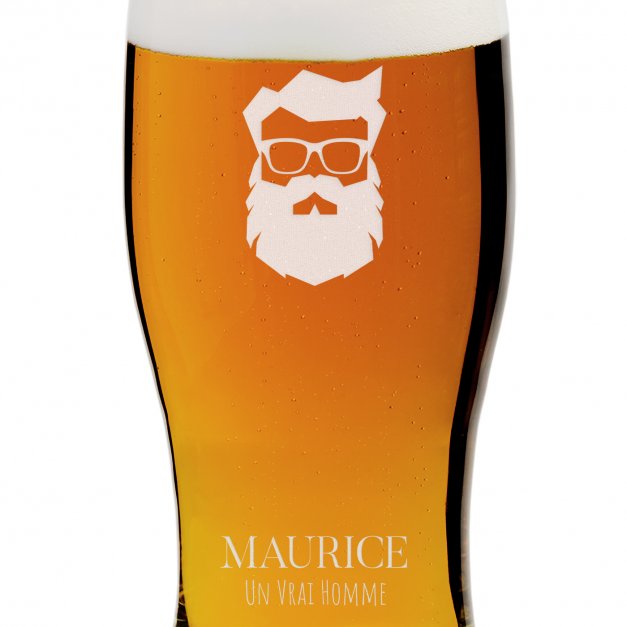 Verre à bière avec gravure pour homme barbu