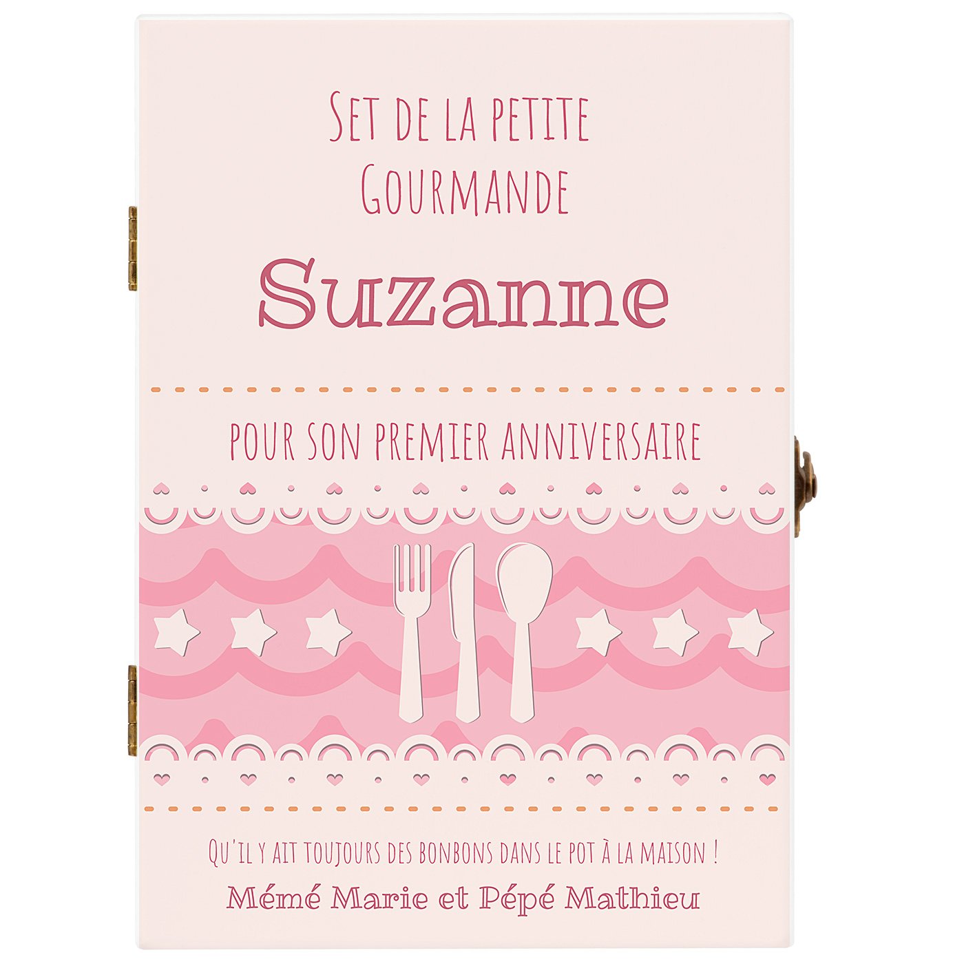 Ensemble de couverts avec prénom gravé pour petite-fille premier anniversaire