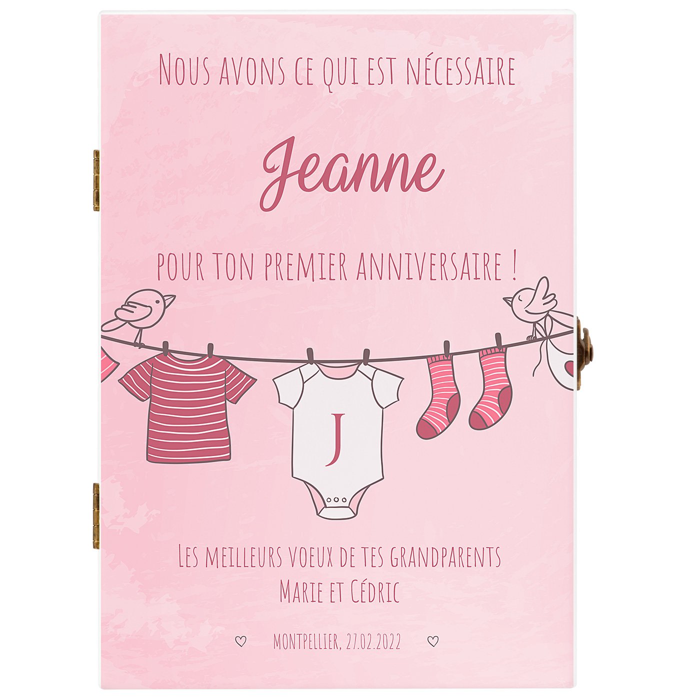 Ensemble de couverts avec étui personnalisés pour fille premier anniversaire