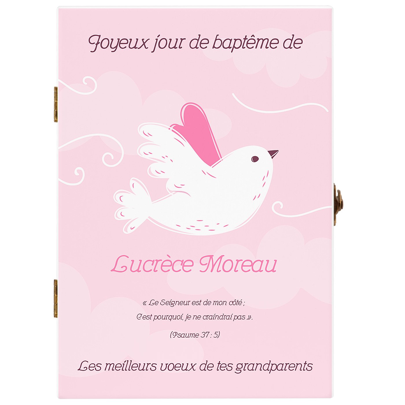 Ensemble de couverts avec étui personnalisés pour fille baptême