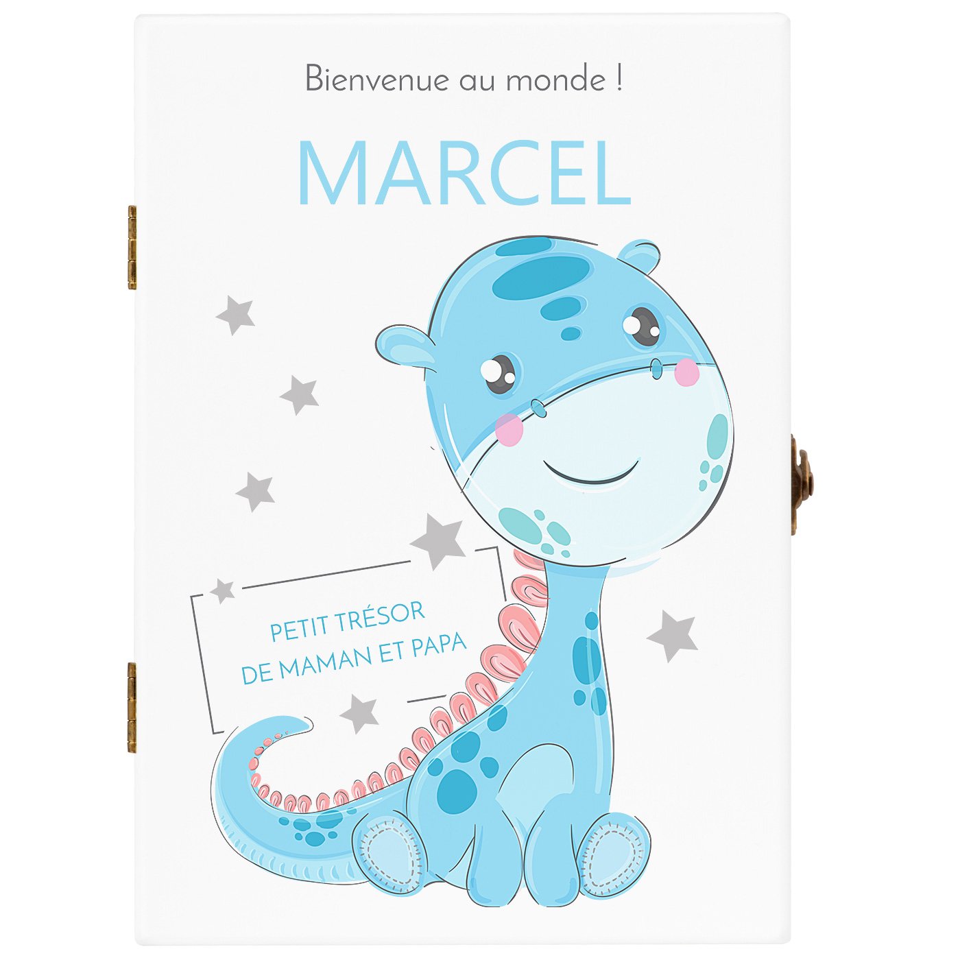 Ensemble de couverts avec prénom gravé pour garçon naissance dinosaure