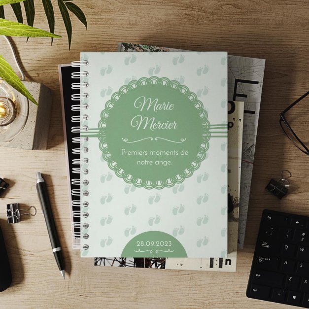Carnet de notes personnalisé pour filleule naissance