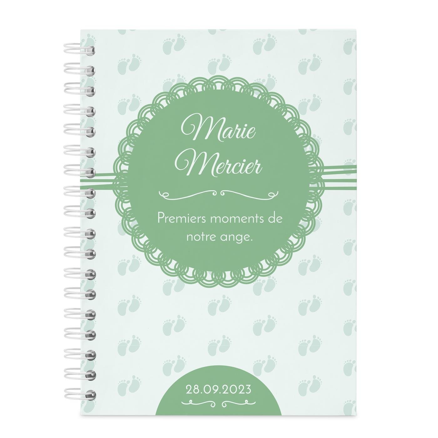 Carnet de notes personnalisé pour filleule naissance