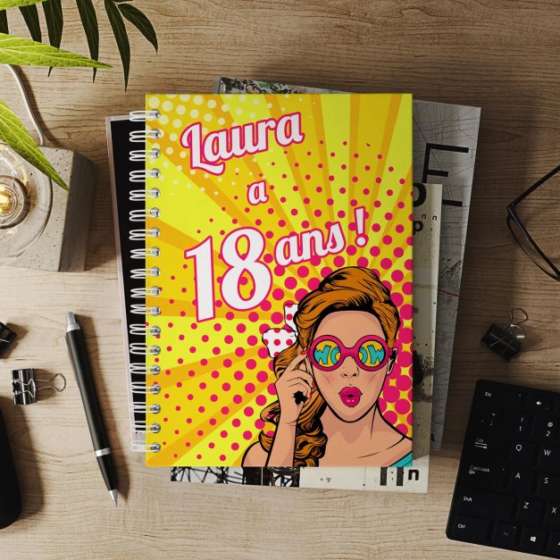 Carnet de notes personnalisé pour elle pour ses 18 ans