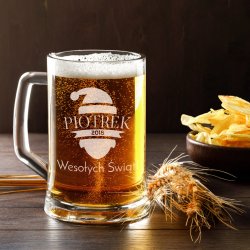 Chope en verre à bière avec gravure pour lui pour Noël