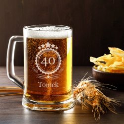 Chope en verre à bière avec gravure pour lui 40e anniversaire