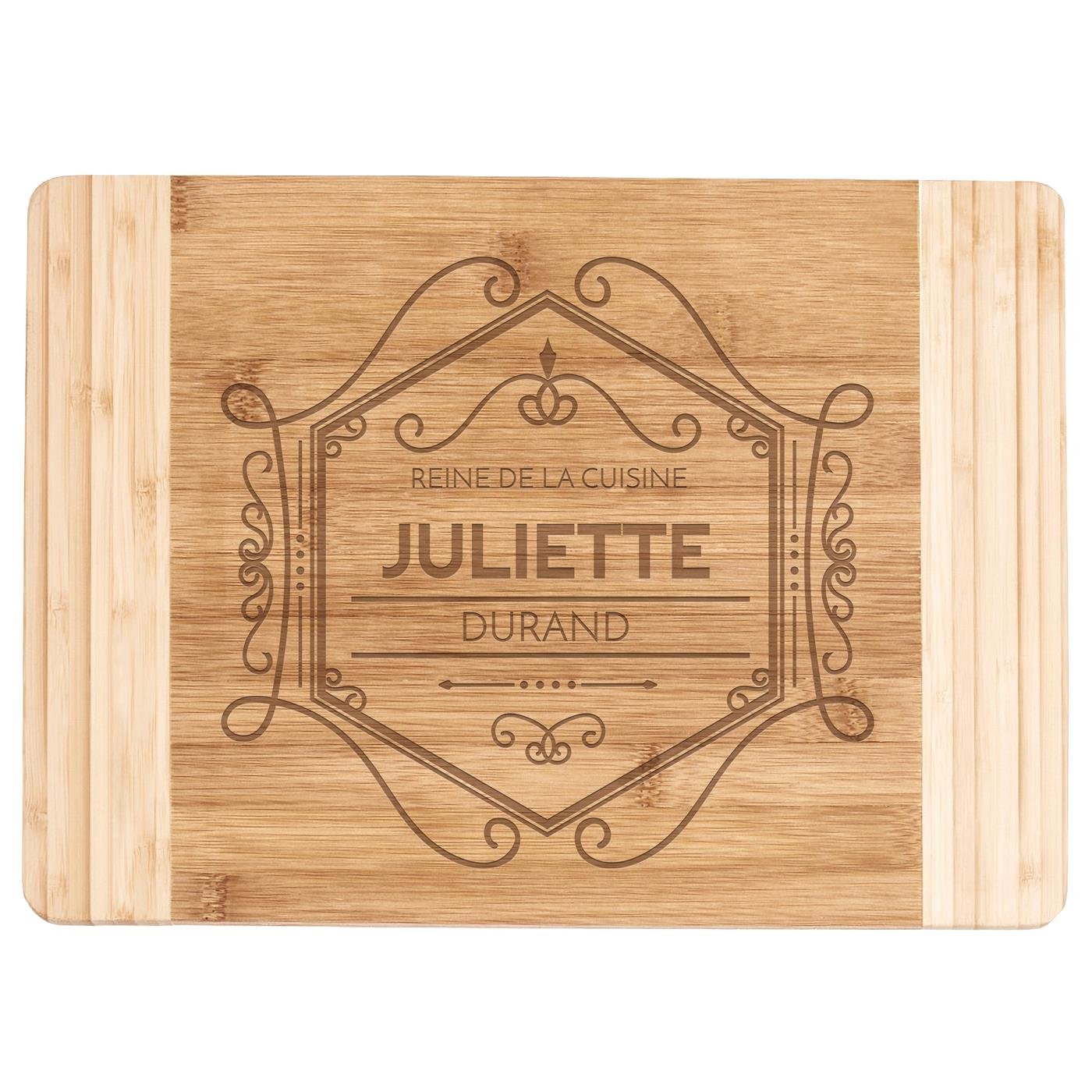 Planche à découper en bois de bambou avec gravure pour la fête de la femme