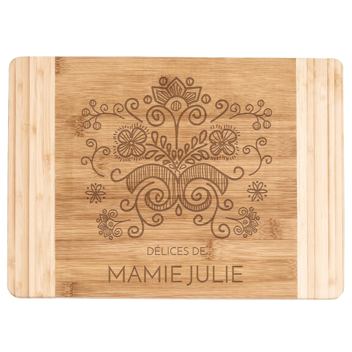 Planche à découper en bois de bambou personnalisée pour la fête des grands-mères