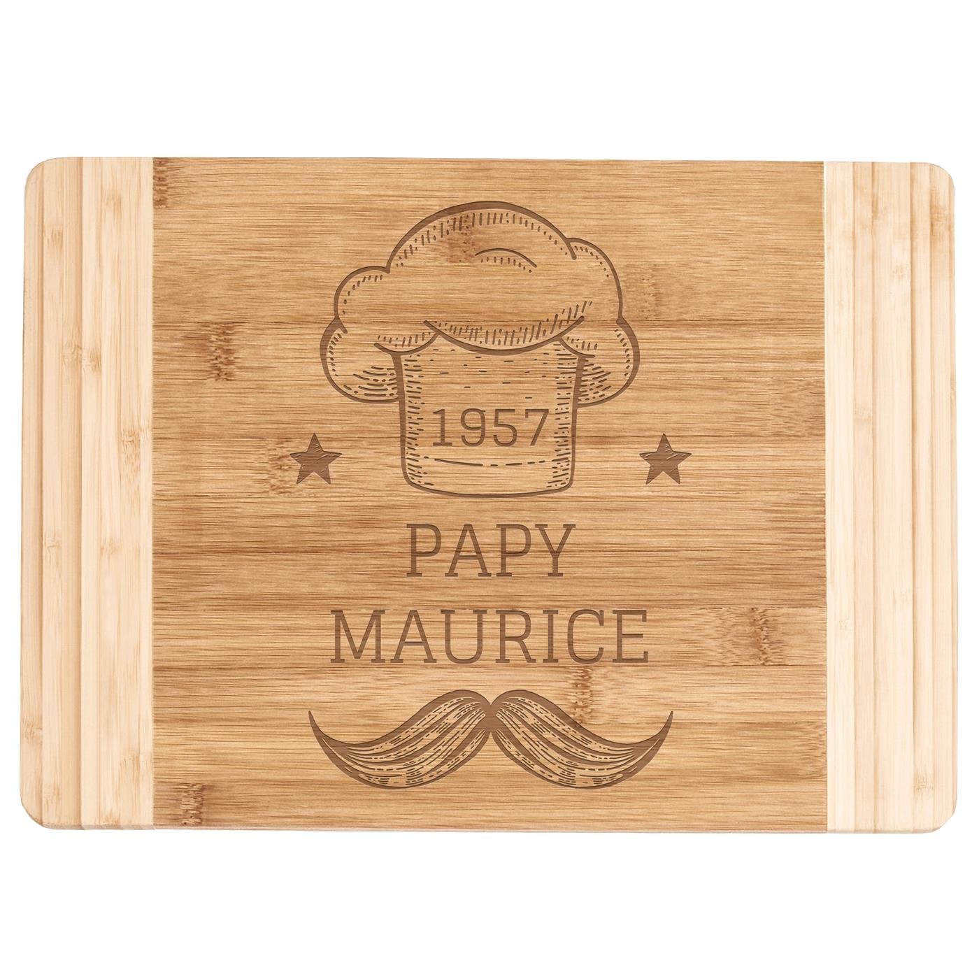 Planche à découper en bois de bambou avec gravure pour l'anniversaire de papy