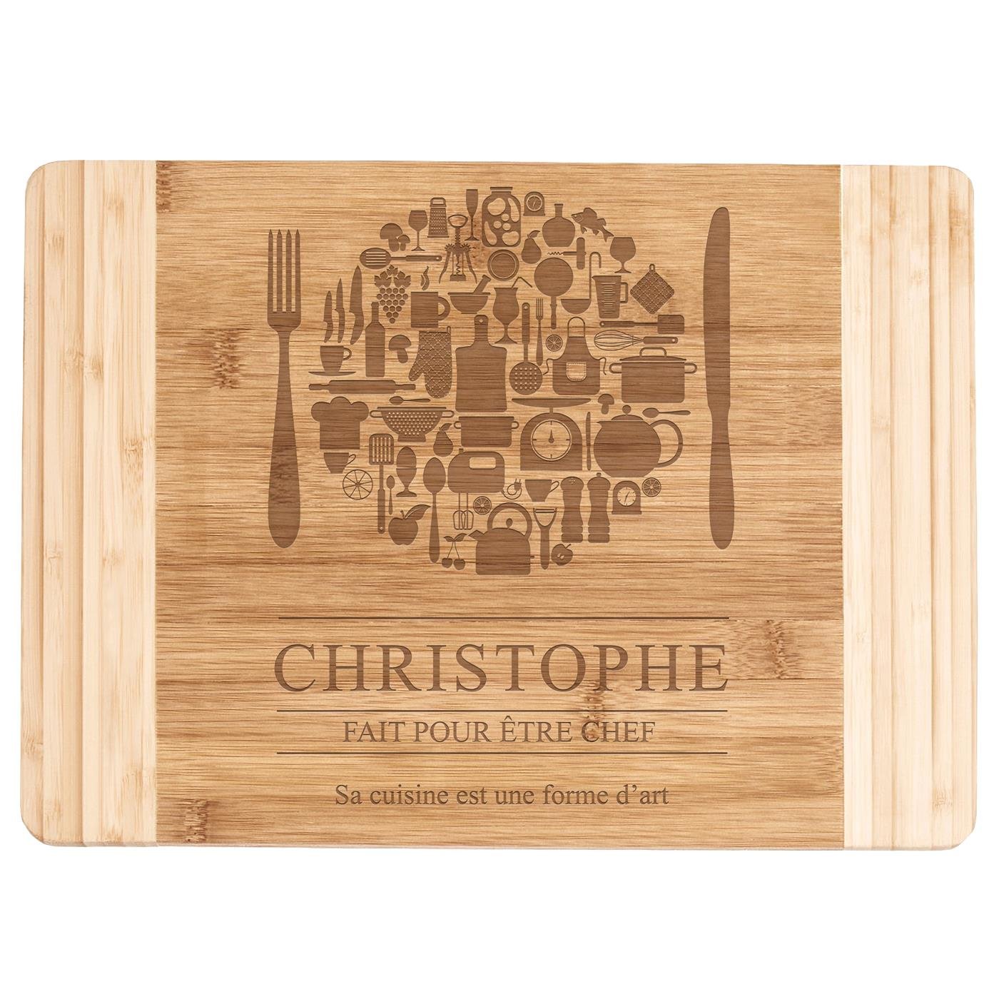 Planche à découper en bois de bambou avec gravure pour un homme pour la Saint-Valentin