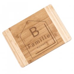 Planche à découper en bois de bambou avec gravure pour famille pour une crémaillère