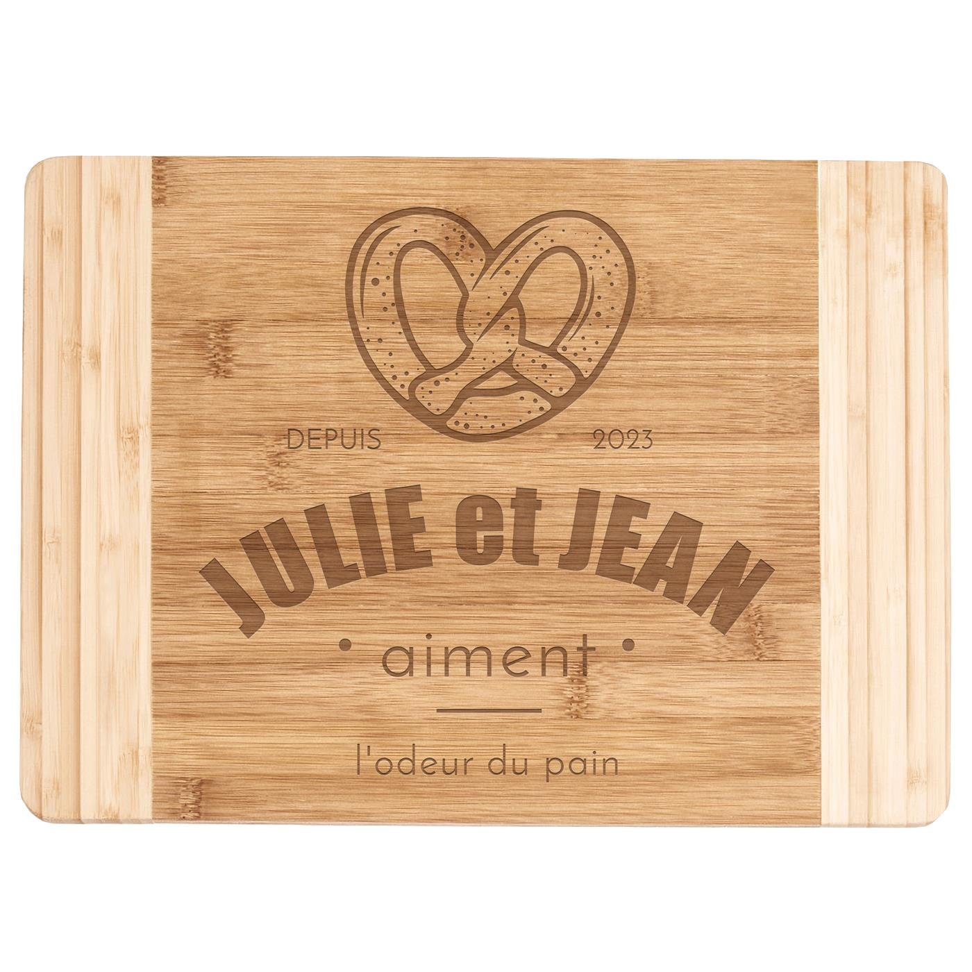 Planche à découper en bois de bambou avec gravure pour elle et lui pour anniversaire de mariage