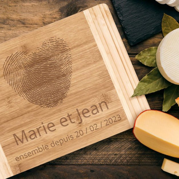 Planche à découper en bois de bambou personnalisée pour mariage