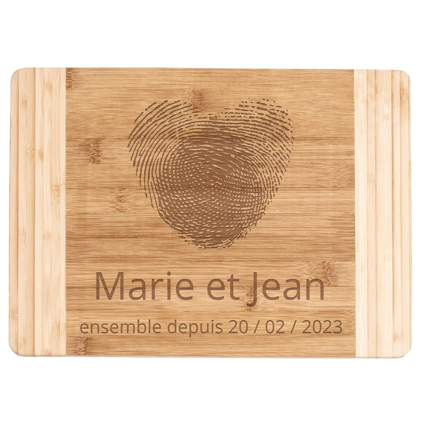 Planche à découper en bois de bambou personnalisée pour mariage