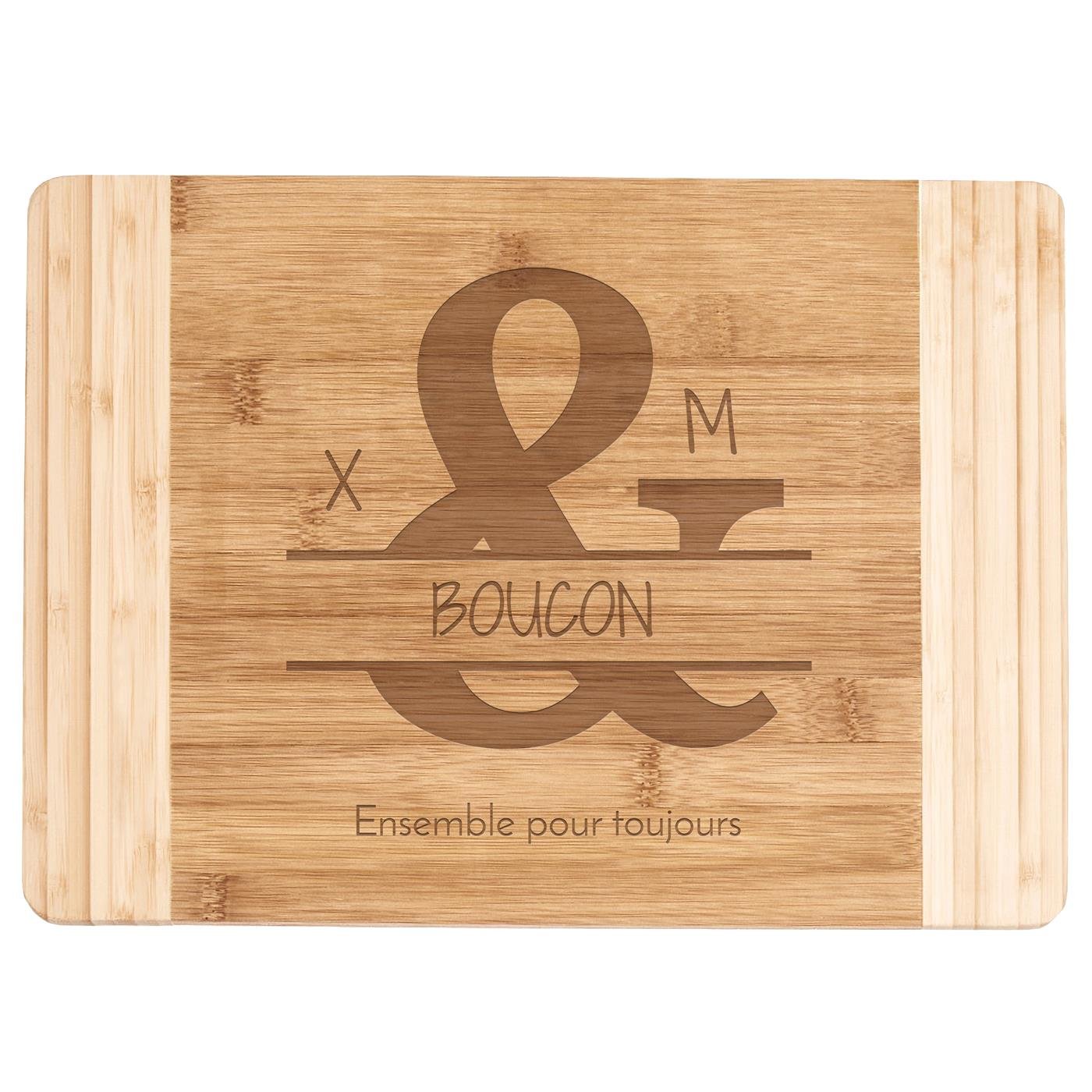 Planche à découper en bois de bambou personnalisée pour anniversaire de mariage