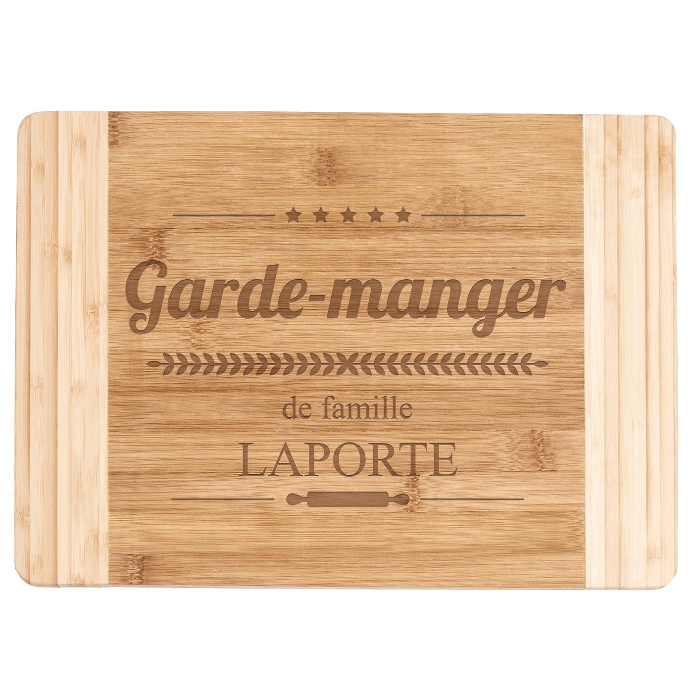 Planche à découper en bois de bambou avec gravure pour famille