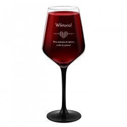 Verre à vin à pied noir avec gravure pour une femme exceptionnelle