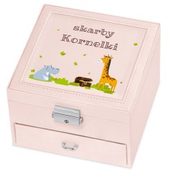 Coffret à bijoux rose avec impression pour l'anniversaire d'une nièce