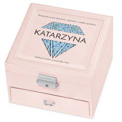 Coffret à bijoux rose avec impression pour amie témoin de mariage