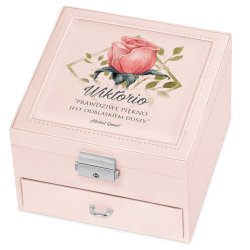 Coffret à bijoux rose personnalisé pour l'anniversaire d'une amie