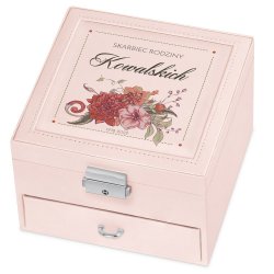 Coffret à bijoux rose personnalisé pour des amis pour leur anniversaire de mariage