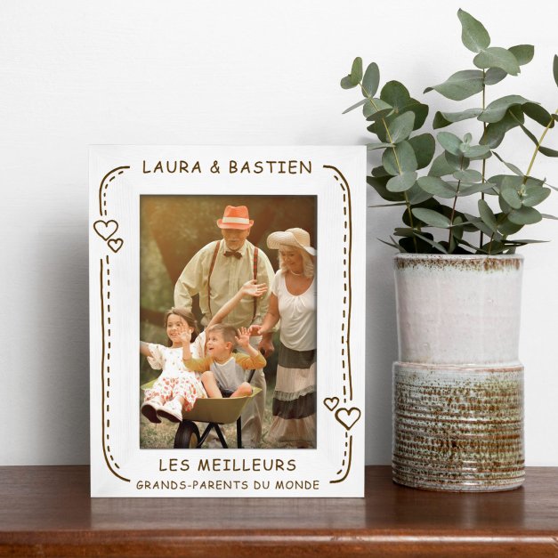 Cadre photo personnalisé en bois pour mamie et papy