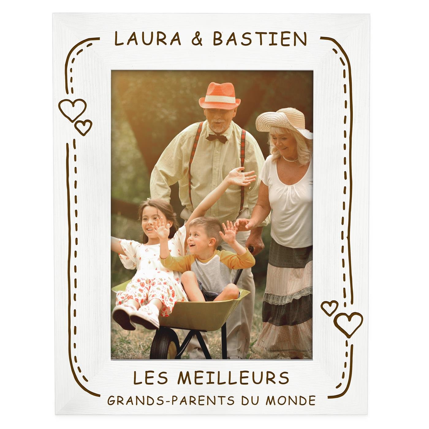 Cadre photo personnalisé en bois pour mamie et papy