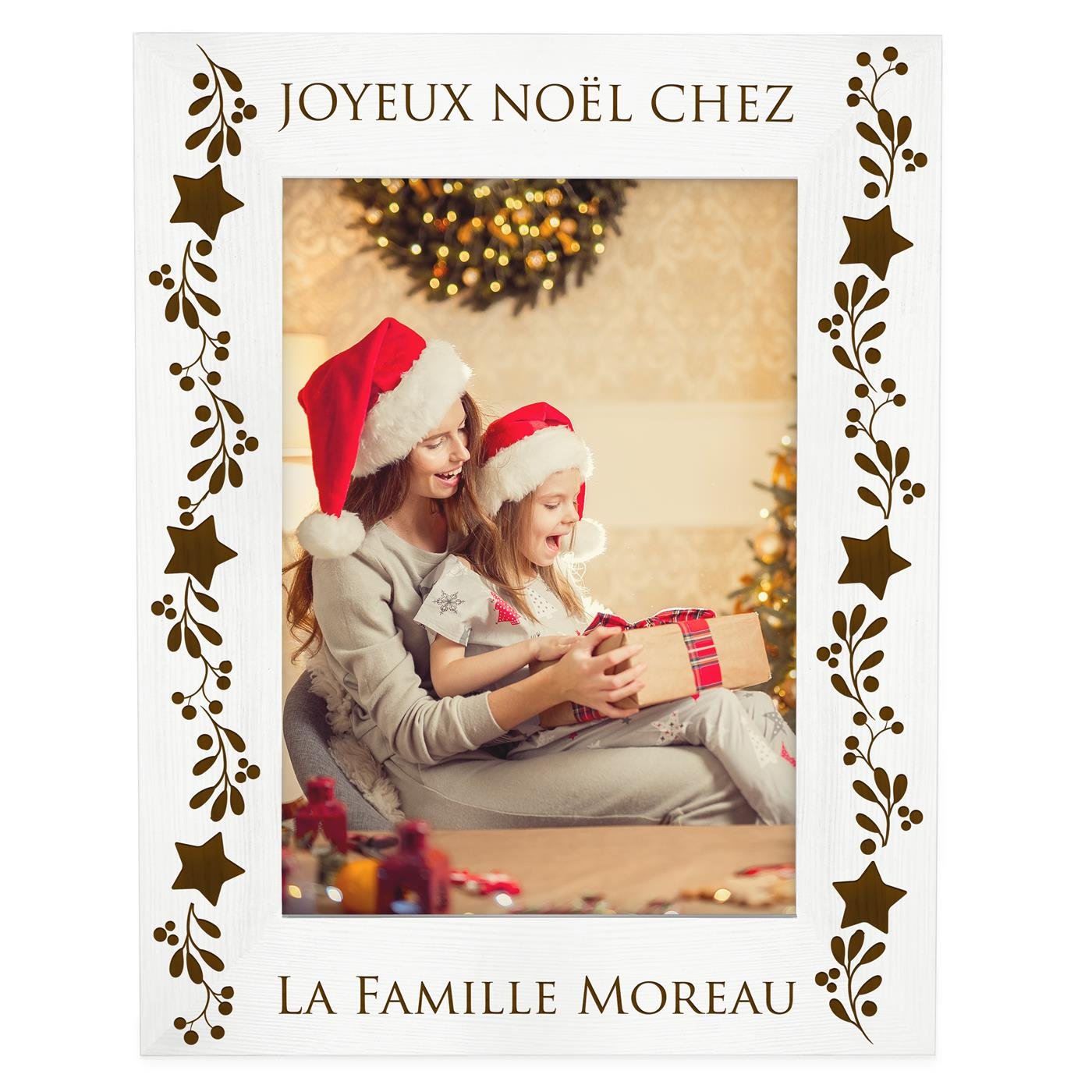Cadre photo personnalisé en bois pour Noël 