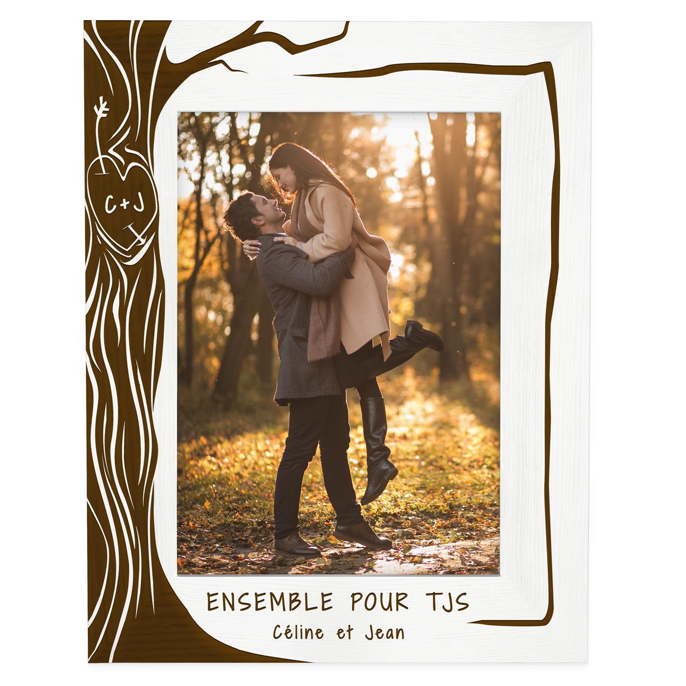 Cadre photo personnalisé en bois pour couple pour la St Valentin