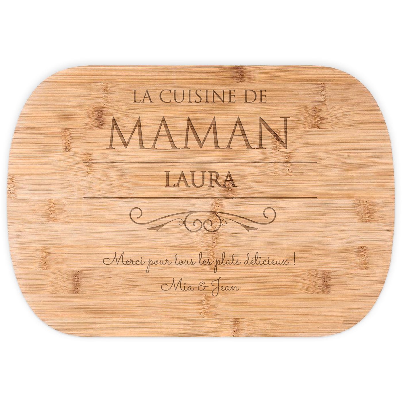Planche à découper en bambou avec gravure pour maman